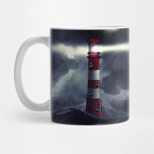 Lighthouse in the stormy sea digital illustration Mug